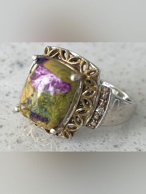 Sterling Silver Multicolor Stone Statement Ring